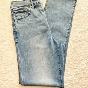 Express 90s Slim High Rise Jeans Raw Hem Light Wash Denim Women 10R